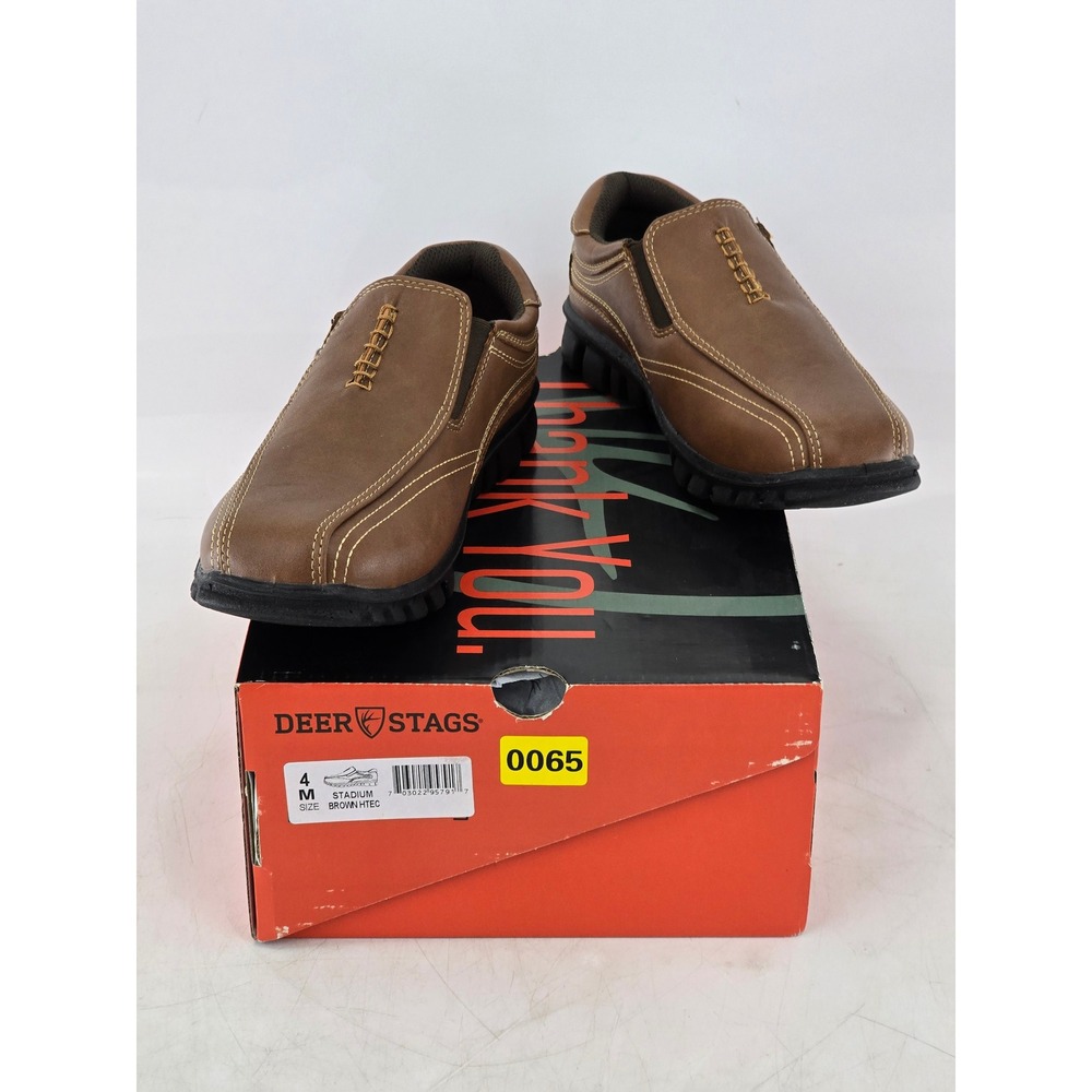 Deer Stags Stadium Loafers Boys Size 4 M Brown HTEC Slip On Shoes - Excellent